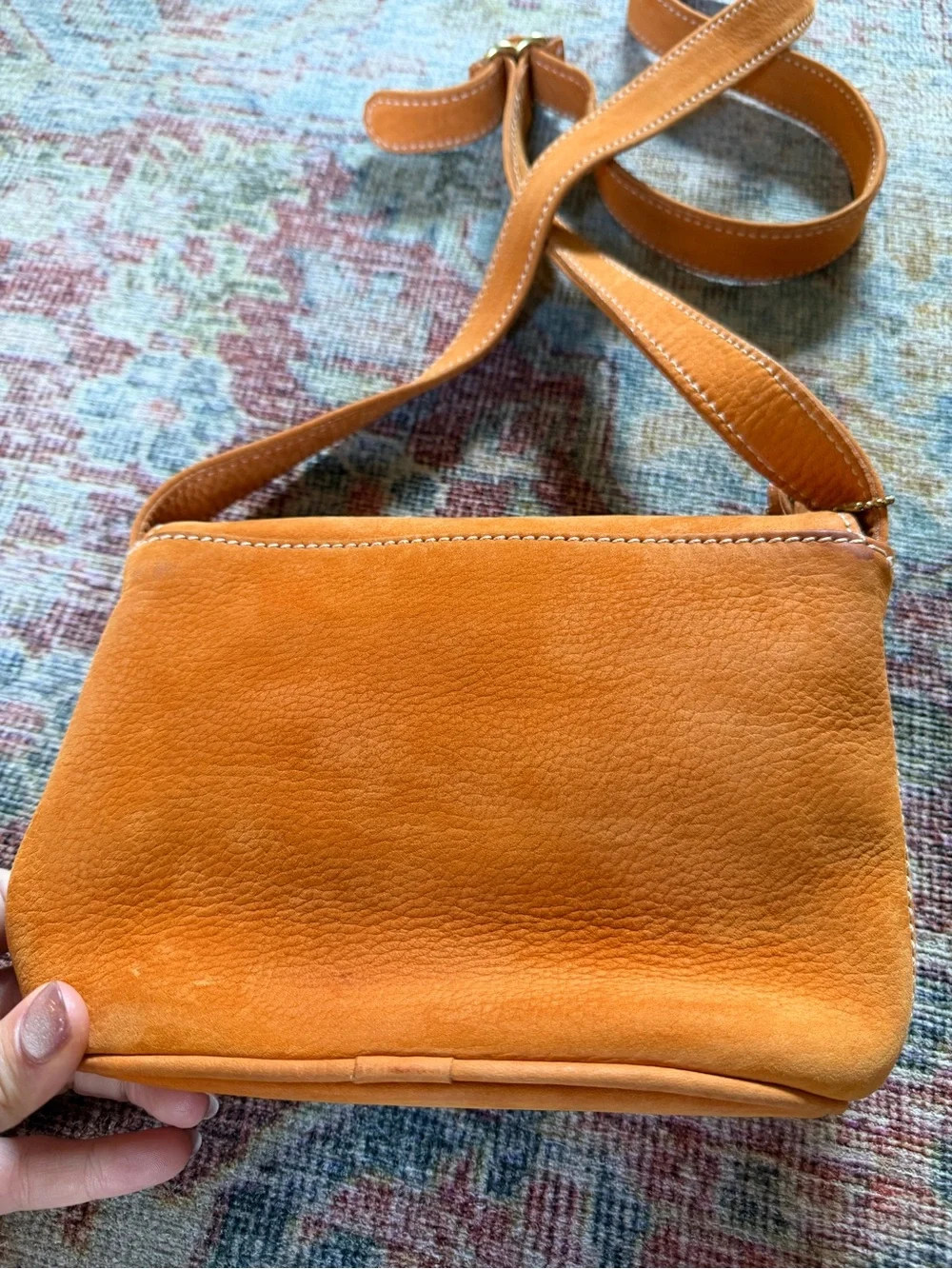 Coach Sonoma Small Flap Bag Pebbled Nubuck Leather Crossbody in Orange May 1996
